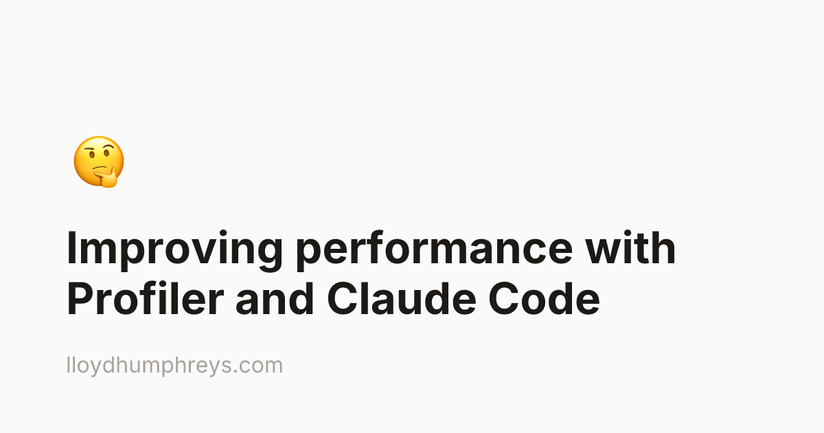 Improving performance with Profiler and Claude Code